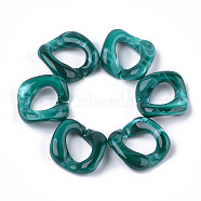 Acrylic Linking Rings, Quick Link Connectors, For Curb Chains Making, Imitation Gemstone Style, Twist, Teal, 26.5x27.5x8mm, Hole: 17.5x11.5mm, about: 170pcs/500g(OACR-S021-25D)