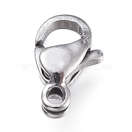 316 Surgical Stainless Steel Lobster Claw Clasps, Manual Polishing, Stainless Steel Color, 9x5.6x3mm, Hole: 1.2mm(STAS-M281-01P-A)