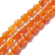 Natural White Jade Beads Strands, Dyed, Teardrop, Dark Orange, 15x10mm, Hole: 1.5mm, about 27pcs/strand, 15.75 inch(40cm)(G-O029-07A-08)