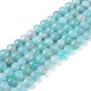 Natural Amazonite Beads Strands, Faceted, Flat Round, 10~10.5x7~7.5mm, Hole: 1mm, about 40~41pcs/strand, 15.35 inch(39cm)long(G-I249-A23)