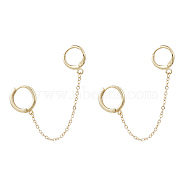 Handcuff Earrings, Alloy & Brass Huggie Hoop Earring, with Brass Cable Chains, Golden, 85mm, Pin: 1mm(EJEW-JE04457)