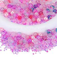 Glass Beads, Round & Starfish & Fish & Rondelle, Mixed Style, Pearl Pink, 2.5~14x2.5~13.5x2~8.5mm, Hole: 1~1.4mm, about 200~300pcs/bag, 2bags/box(GLAA-SZ0001-94B)
