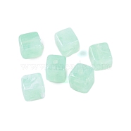 Acrylic Bead, Imitation Jade, Cube, Aquamarine, 9x8x8mm, Hole: 2mm, 833pcs/500g(OACR-H120-01B)