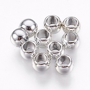Alloy European Beads, Large Hole Beads, Flat Round, Platinum, 6.5x5mm, Hole: 4mm(PALLOY-E450-60S)