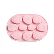 Easter Theme Food Grade Silicone Molds, Fondant Molds, Baking Molds, Chocolate, Candy, Biscuits, Soap Making, Easter Egg, Pink, 227x150x17.5mm, Inner Size: 41.5~55x29.5~40mm(DIY-G022-03)