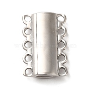 304 Stainless Steel Multi-Strand Magnetic Slide Clasps, 5-Strand, 10-Hole, Rectangle, Stainless Steel Color, 28x18.5x6mm, Hole: 2.5mm(STAS-P325-04P)