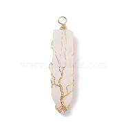 Natural Quartz Crystal Big Pendants, with Golden Tone Copper Wire Wrapped, Sword with Tree, 63.5x14x10mm, Hole: 4.4mm(PALLOY-JF01557-04)