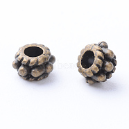 Tibetan Style Alloy Spacer Beads, Rondelle, Cadmium Free & Nickel Free & Lead Free, Antique Bronze, 5x3mm, Hole: 2mm(X-TIBE-Q063-27AB-NR)