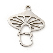 201 Stainless Steel Pendants, Mushroom, Stainless Steel Color, 17x14.5x1mm, Hole: 1.4mm(STAS-E015-10P)