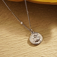 Stainless Steel Pendant Necklaces, Beetle, Stainless Steel Color, 17.72 inch(45cm)(ZQ6019-2)
