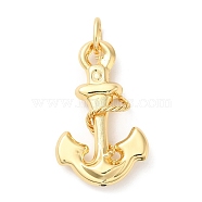 Brass Big Pendants, Long-Lasting Plated, Lead Free & Cadmium Free, Anchor Charm, Real 18K Gold Plated, 64mm, Hole: 9x7mm(KK-K375-23G)