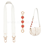 WADORN 1Pc PU Leather Bag Straps, with Alloy Swivel Clasps, with 1Pc Alloy Enamel Strawberry Link Purse Strap Extenders, White, 17.8~60cm(FIND-WR0009-46A)