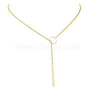 Brass Lariat Necklaces, Cable Chains, with 304 Stainless Steel Pendants, Golden, 17.13 inch(43.5cm)(NJEW-JN05015)