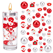 Elite Christmas Theme DIY Jewelry Making Finding Kit, Including Opaque Resin Santa Claus & Snowman & Gloves & House & Sock Cabochons, Plastic Pearl Beads, Red, 158Pcs/bag(DIY-PH0013-75)