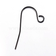 Stainless Steel Earring Hooks, with Horizontal Loop, Electrophoresis Black, 23x13mm, Hole: 2.5mm, Pin: 0.7mm(X-STAS-L211-15-B)