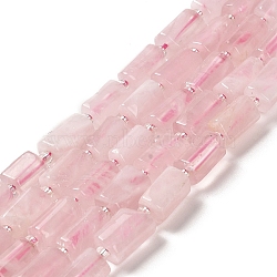 Natural Rose Quartz Beads Strands, with Seed Beads, Faceted, Column, 8.5~11x5.5~6.5mm, Hole: 1mm, about 14~15pcs/strand, 7.48''(19cm)(G-N327-06-17)