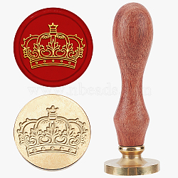 Wax Seal Stamp Set, Sealing Wax Stamp Solid Brass Head,  Wood Handle Retro Brass Stamp Kit Removable, for Envelopes Invitations, Gift Card, Crown, 83x22mm, Stamps: 25x14.5mm(AJEW-WH0208-1223)