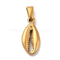 Vacuum Plating 304 Stainless Steel Pendants, Long-Lasting Plated, Conch Shape Charm, Golden, 16.5x8x3mm, Hole: 5x2.5mm(STAS-M322-03G)