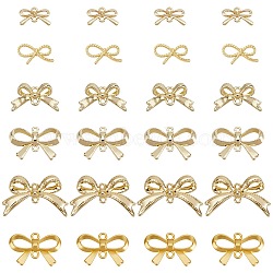 60Pcs 6 Colors Rack Plating Alloy Connector Charms, Cadmium Free & Lead Free, Bowknot, Golden, 8~17.5x13~27.5x2~5.5mm, Hole: 1.2~1.8mm, 10pcs/style(FIND-SC0011-09B)