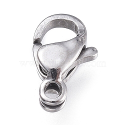 Tarnish Resistant 316 Surgical Stainless Steel Lobster Claw Clasps, Manual Polishing, Stainless Steel Color, 9x5.6x3mm, Hole: 1.2mm(STAS-M281-01P-A)