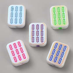 UV Platinum Opaque Acrylic Beads, Iridescent, Mahjong, Mixed Color, 24x18x7mm, Hole: 3.8mm(MACR-WH20001-26A)