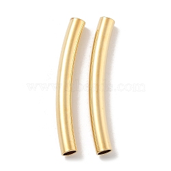 Brass Curved Tube Beads, Column, Real 16K Gold Plated, 35x5.5x4mm, Hole: 3mm(KK-H503-04G-03)