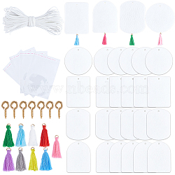 1 Set Felt Heat Tranfer Printing Scented Pieces Set, with Scented Pieces, Tassels Pendants, OPP Bags & Elastic Cord, White, 100x75x3mm, Hole: 5mm(DIY-SP0002-30)