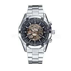 Alloy Watch Head Mechanical Watches, with Stainless Steel Watch Band, Stainless Steel Color, 220x20mm, Watch Head: 54x51x15mm, Watch Face: 35mm(WACH-L044-04P)