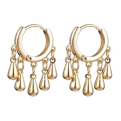 Brass Hoop Earrings, Teardrop Drop Earrings, Golden, 24x18.5x4mm(EJEW-TA00344)