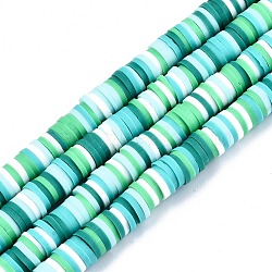 Handmade Polymer Clay Beads Strands, for DIY Jewelry Crafts Supplies, Heishi Beads, Disc/Flat Round, Spring Green, 6x0.5~2mm, Hole: 1.6mm, about 360~390pcs/strand, 17.5inch~17.9inch(44.5~45.5cm)(X-CLAY-R089-6mm-094)