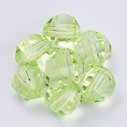 Transparent Acrylic Beads, Faceted, Round, Lawn Green, 6x5.5mm, Hole: 1.3mm, about 4500pcs/500g(TACR-Q256-6mm-V32)