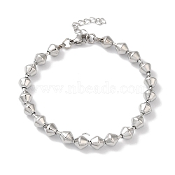 Non-Tarnish 304 Stainless Steel Bicone Beaded Bracelets for Women, Stainless Steel Color, 7-1/2 inch(19cm)(BJEW-B092-03P)