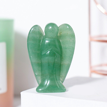 Natural Green Aventurine Angel Figurine Display Decorations, Reiki Energy Stone Ornaments, 50x35mm