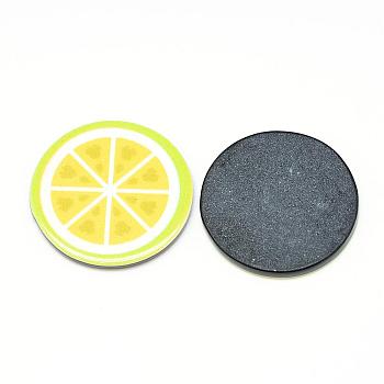 Plastic Cabochons, Lemon, Yellow, 25x2mm
