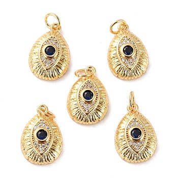 Brass Micro Pave Cubic Zirconia Pendants, Long-Lasting Plated, Cadmium Free & Lead Free, Teardrop, Real 18K Gold Plated, 16.5x11.5x4.5mm, Hole: 3.4mm