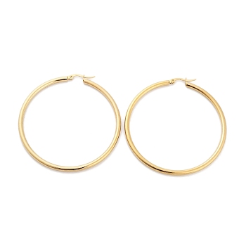 Ring 304 Stainless Steel Hoop Earrings for Women Men, Golden, 9 Gauge, 60.5x3mm, Pin: 0.6mm