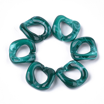 Acrylic Linking Rings, Quick Link Connectors, For Curb Chains Making, Imitation Gemstone Style, Twist, Teal, 26.5x27.5x8mm, Hole: 17.5x11.5mm, about: 170pcs/500g