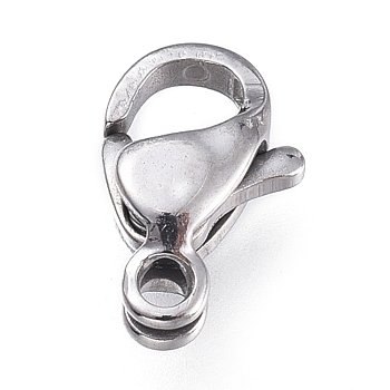 316 Surgical Stainless Steel Lobster Claw Clasps, Manual Polishing, Stainless Steel Color, 9x5.6x3mm, Hole: 1.2mm
