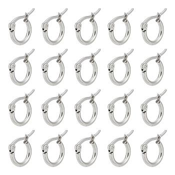 40 Pairs 304 Stainless Steel Hypoallergenic Hoop Earrings, Stainless Steel Color, 12x2mm, Pin: 0.7~1.3x0.68mm