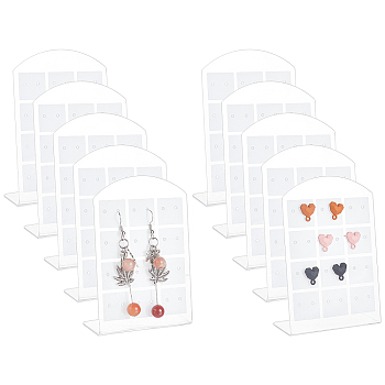 PandaHall Elite 10Pcs L-shape PVC Jewelry Storage Holder Stand, for 12 Pairs Earrings Display, White, 6.5x0.15x9.5cm, 10pcs
