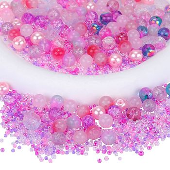 Glass Beads, Round & Starfish & Fish & Rondelle, Mixed Style, Pearl Pink, 2.5~14x2.5~13.5x2~8.5mm, Hole: 1~1.4mm, about 200~300pcs/bag, 2bags/box