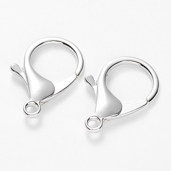 Alloy Lobster Claw Clasps, Platinum, 34~36x24x6mm, Hole: 3mm