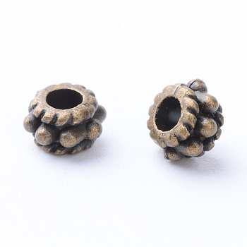 Tibetan Style Alloy Spacer Beads, Rondelle, Cadmium Free & Nickel Free & Lead Free, Antique Bronze, 5x3mm, Hole: 2mm
