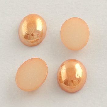 Pearlized Plated Opaque Glass Cabochons, Oval, Goldenrod, 6x4x2mm