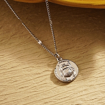 Stainless Steel Pendant Necklaces, Beetle, Stainless Steel Color, 17.72 inch(45cm)
