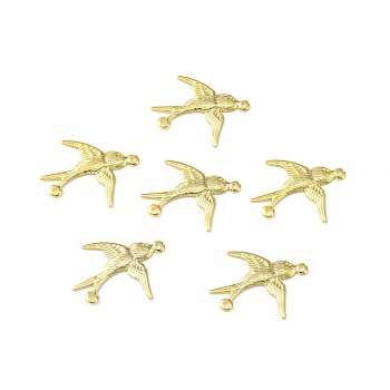 Brass Connector Charms, Cadmium Free & Lead Free, Bird Links, Real 24K Gold Plated, 17x19.5x1mm, Hole: 1mm