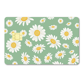 PVC Plastic Waterproof Card Stickers, Self-adhesion Card Skin for Bank Card Decor, Rectangle, Flower, 186.3x137.3mm