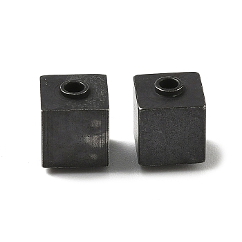 304 Stainless Steel Beads, Cube, Gunmetal, 10x8x8mm, Hole: 2mm