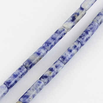 Natural Blue Spot Gemstone Beads Strands, Tube, Blue Spot Jasper, 13x4~5mm, Hole: 1mm, about 27~30pcs/strand, 15.3 inch
