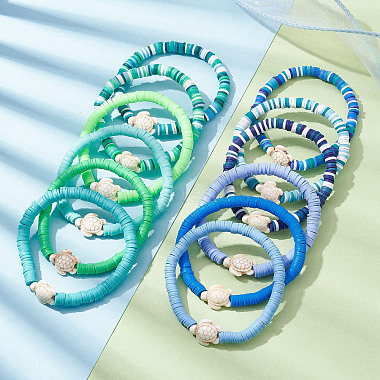 12Pcs 12 Color Polymer Clay Heishi Surfer Stretch Bracelets Set(BJEW-JB09731)-2